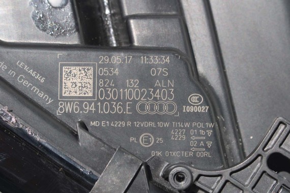 AUDI A5 S5 F5 PRZÓD maska błotniki pas przedni zderzak lampy 8W U4U4 LX5A Niebieski wzmocnienie błotnik 8W6 3.0 TFSi 8W6941035E