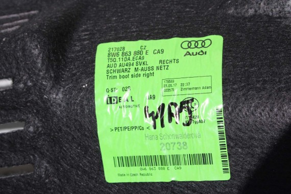AUDI A5 8W F5 BOCZEK DYWAN PAS BAGAŻNIKA 8W6863879L 8W6863880E 8W5863463F boczki bagażnik tapicerka 8W6863879 8W6863880 S5