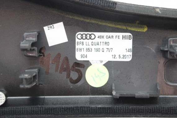 AUDI S5 COUPE LISTWY OZDOBNE DEKORY LISTWA 8W F5 8W1853189T 8W1853190Q 8W1863969G 8W6867409G 8W6867410G 7V7 CARBON 8W1853190Q A5