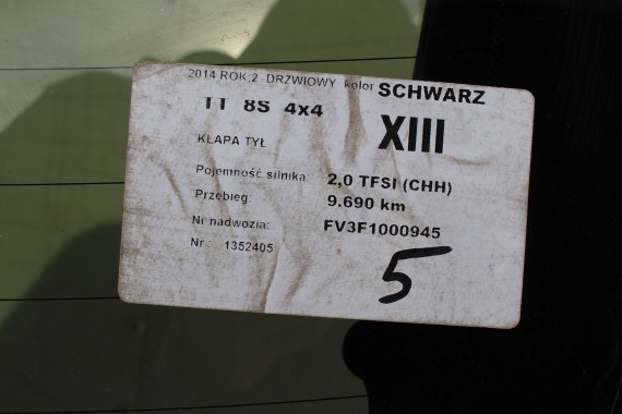 AUDI TT 8S KLAPA BAGAŻNIKA TYŁ LY9T 8S8827025A 8S 2015- 0E0E LY9T czarny 8S8827025 8S8827025A 8S8845501C 8S8845501E