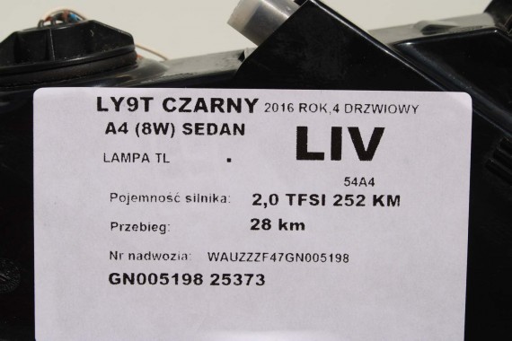 AUDI A4 8W SEDAN LAMPY LED TYLNE TYŁ 8W5945091C 8W5945092C 8W5945093C 8W5945094C 8W5 945 091 C lampa 8W B9 8W5945091B 8W5945092B