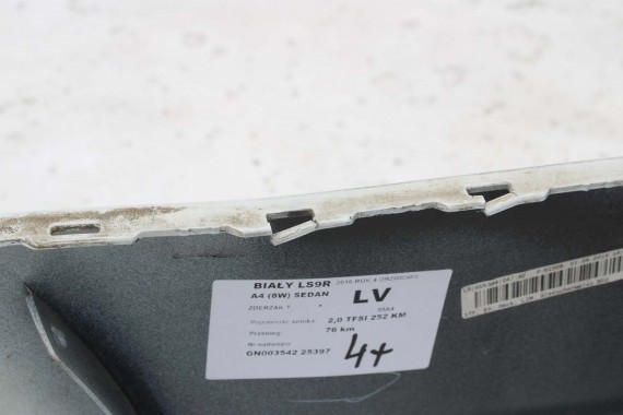 AUDI A4 SEDAN TYŁ ZDERZAK tylny + KLAPA BAGAŻNIKA 8W B9 2Y2Y LS9R biały ZESTAW KOMPLET 8W5827025 8W5807511 8W5807067 8W5807521