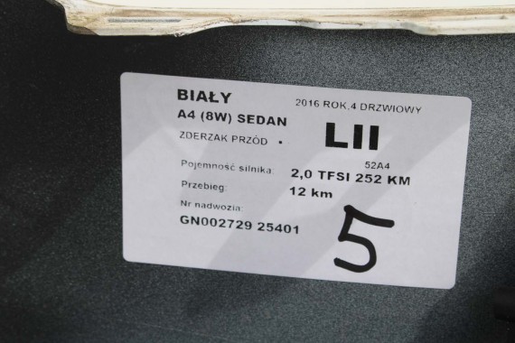 AUDI A4 8W PRZÓD maska błotniki zderzak przedni 2Y2Y LS9R biały 8W0807065 8W0807611 8W0821105A 8W0821106A 8W0823029 8W0807681 b9