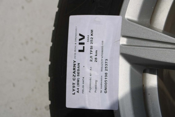 AUDI A4 A5 FELGI 17 cali OPONY KOŁA felga 8W0601025C 7.5J*17H2 ET38 8W opona 225/50/17 8W0601025C 8W0601025C 8W0601025 8W0601025