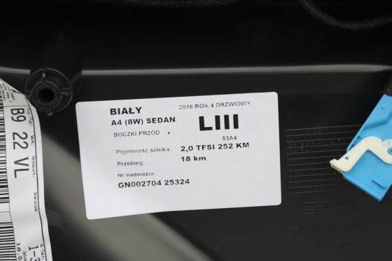 AUDI A4 8W BOCZEK BOCZKI DRZWI drzwiowe tapicerka SEDAN 8W 8W5 B9 skóra kolor czarny 8W1867103 8W1867104 8W0867303 8W0867304