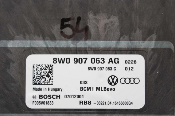 AUDI A4 A5 Q7 MODUŁ STEROWNIK BORDNETZ BCM 8W0907063AG 8W0907063G 8W0 907 063 AG 8W0907063AH MOCY 8W 4M 8W0907063AG FULL LED