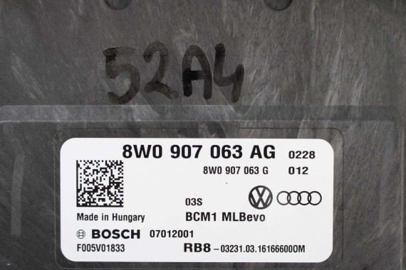 AUDI A4 A5 Q7 MODUŁ STEROWNIK BORDNETZ BCM 8W0907063AG 8W0907063G 8W0 907 063 AG 8W0907063AH MOCY 8W 4M 8W0907063AG FULL LED