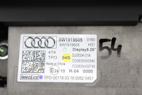 AUDI A4 A5 MONITOR EKRAN LCD WYŚWIETLACZ 8W1919605 8W1 919 605 8"25 CALA 8W1919605  8W1919605 MMI HIGH 8W F5 8W0919605 8W1919605