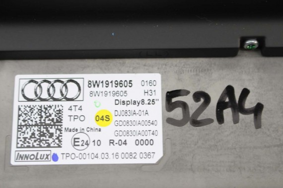 AUDI A4 A5 MONITOR EKRAN LCD WYŚWIETLACZ 8W1919605 8W1 919 605 8"25 CALA 8W1919605  8W1919605 MMI HIGH 8W F5 8W0919605 8W1919605