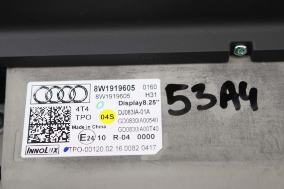 AUDI A4 A5 MONITOR EKRAN LCD WYŚWIETLACZ 8W1919605 8W1 919 605 8"25 CALA 8W1919605  8W1919605 MMI HIGH 8W F5 8W0919605 8W1919605