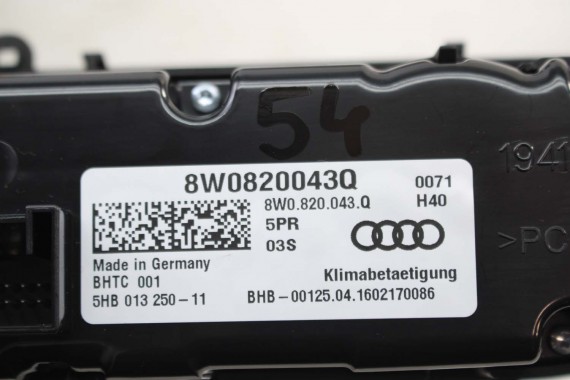 AUDI A4 A5 Q5 PANEL KLIMATYZACJI 8W0820043Q 8W0820043M 8W0820043A 8W0820043AM przód moduł sterownik nawiewu klimy 8W 80A B9 F5
