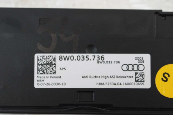 AUDI A4 A5 Q5 PORT USB PRZYŁĄCZE AUX 8W0035736 8W0 035 736 8W 80A R8 8S PANEL WEJŚCIE 8W0035736 8W0035736 8W0035736 8W0035736