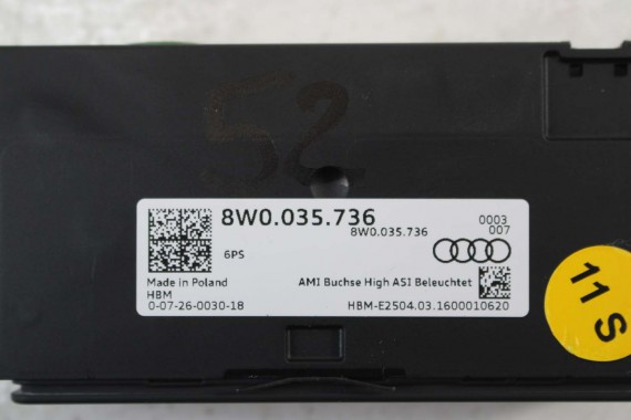 AUDI A4 A5 Q5 PORT USB PRZYŁĄCZE AUX 8W0035736 8W0 035 736 8W 80A R8 8S PANEL WEJŚCIE 8W0035736 8W0035736 8W0035736 8W0035736