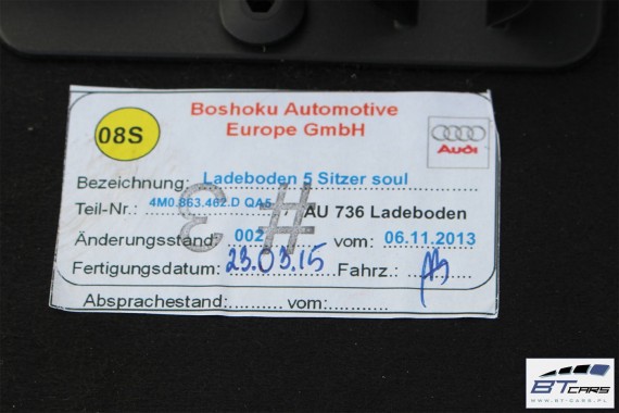 AUDI Q7 DYWAN BAGAŻNIKA 4M0863462D QA5 4M 2015- wykładzina  4M0 863 462 D półka