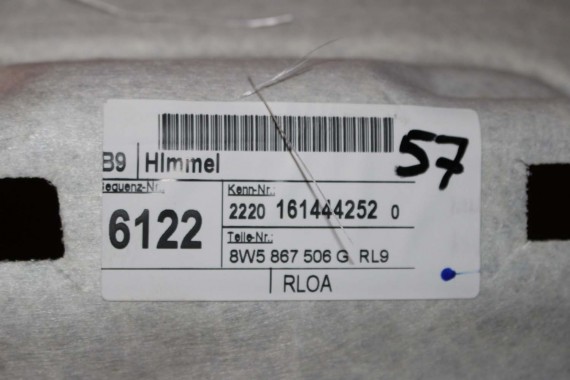 AUDI A4 SEDAN PODSUFITKA szara 8W5867506G RL9 szary 8W5 867 506 G 8W5867506G 8W5867506G 8W B9 8W5867506L 8W5867506C 8W5867506G