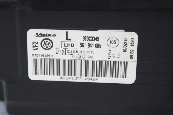 VW GOLF 7 VII LAMPA PRZEDNIA PRZÓD LAMPY 5G1941005 5G1941006 5G1941005E 5G1941006E 5G1941005 5G1941006 5G1941005 5G1941006 5G H7