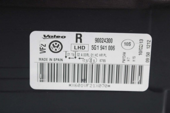 VW GOLF 7 VII LAMPA PRZEDNIA PRZÓD LAMPY 5G1941005 5G1941006 5G1941005E 5G1941006E 5G1941005 5G1941006 5G1941005 5G1941006 5G H7