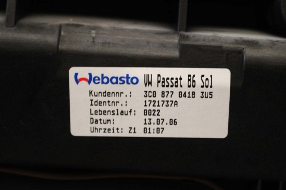 VW PASSAT B6 B7 SZYBERDACH 3C0877041B 3C0877041 3C0877071 3C0877071A 3C0877071B 3C0877255 3C0877651 3C0877049A 3C0877049B solar