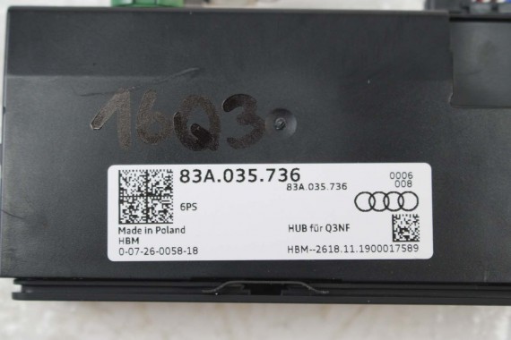 AUDI RSQ3 Q3 PORT USB PRZYŁĄCZE AUX 83A035736 83A 035 736 83A F3 PANEL GNIAZDO USBC - c WEJŚCIE 83A035736 83A035736  83A035736