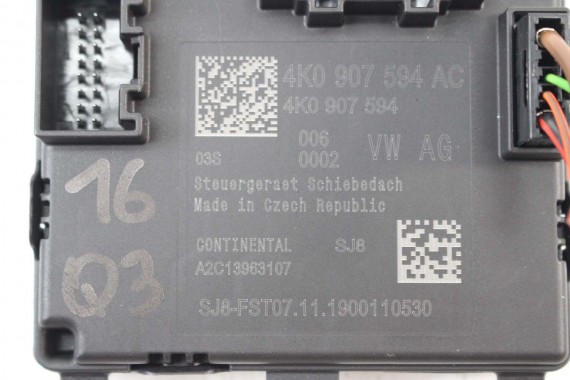AUDI Q3 83A MODUŁ STEROWNIK SZYBERDACHU 4K0907594AC 4K0 907 594 AC STEROWNIKI 4K0907594 4K0907594AC SEAT SKODA VW 4K0907594AC