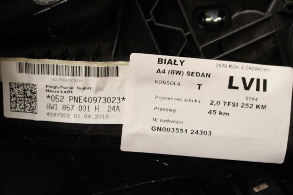 AUDI A4 A5 KONSOLA DESKA ROZDZIELCZA 8W1857001H KOKPIT PULPIT 8W1857001H czarna 8W1857001G 8W1857001F 8W1857001J 8W1857001H b9