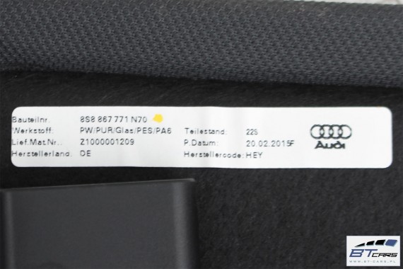 AUDI TT PÓŁKA TYLNA TYŁ BAGAŻNIKA 8S8867771 8S8 867 771 8S8867771A 8S8867771B 8S8867771C 8S8867771 8S8867771A 8S8 867 771 B 8S