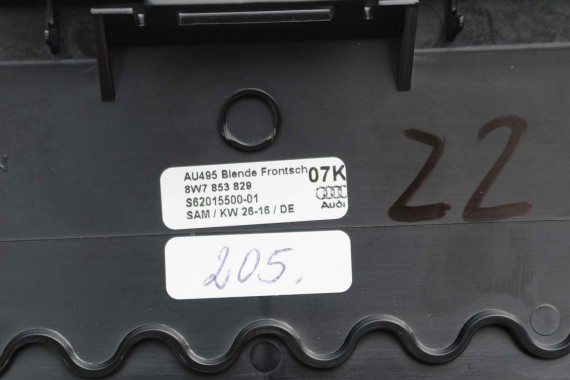 AUDI A5 CABRIO 8W F5 LISTWY PRZEDNIEJ SZYBY 8W7853265A 8W7853266A 8W7853829 8W7 853 265 A 8W7 853 266 A 8W7 853 829 przód listwa