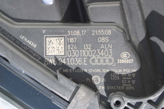 AUDI A5 S5 F5 PRZÓD LX6W maska błotnik pas przedni zderzak lampy 8W Q6Q6 ZIELONY wzmocnienie błotniki 8W6 3.0 TFSi 8W6941035E