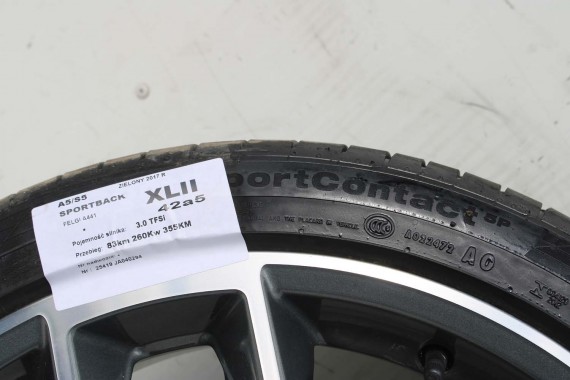 AUDI A4 A5 8W FELGI 19 cali 8W0601025DF KOŁA OPONY LATO felga 8.5J*19H2 ET32 opona Continental ContiSport 255/35/19 8W0601025DG