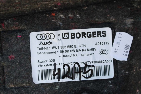 AUDI S5 SPORTBACK BOCZEK DYWAN TAPICERKA BAGAŻNIKA 8W8863463 8W8863879F 8W8863880E boczki bagażnik tapicerka 8W8863991 A5 F5 8W