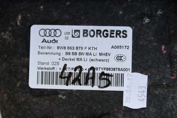 AUDI S5 SPORTBACK BOCZEK DYWAN TAPICERKA BAGAŻNIKA 8W8863463 8W8863879F 8W8863880E boczki bagażnik tapicerka 8W8863991 A5 F5 8W