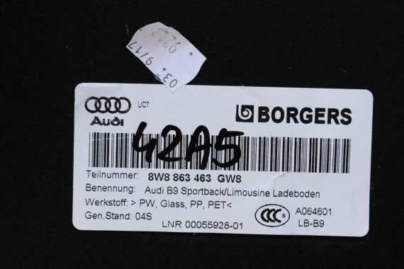 AUDI S5 SPORTBACK BOCZEK DYWAN TAPICERKA BAGAŻNIKA 8W8863463 8W8863879F 8W8863880E boczki bagażnik tapicerka 8W8863991 A5 F5 8W