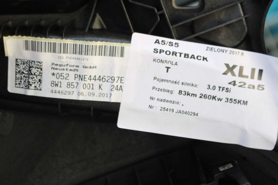 AUDI S4 S5 KONSOLA DESKA ROZDZIELCZA 8W1857001K KOKPIT PULPIT 8W1857001 czarna 8W1857001G 8W1857001F 8W1857001J 8W1857001H A4 A5