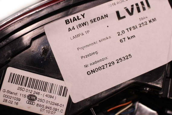 AUDI A4 8W SEDAN LAMPY LED TYLNE TYŁ 8W5945091C 8W5945092C 8W5945093C 8W5945094C 8W5 945 091 C lampa 8W B9 8W5945091B 8W5945092B