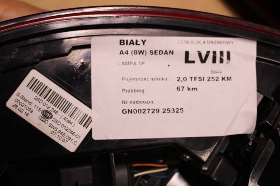 AUDI A4 8W SEDAN LAMPY LED TYLNE TYŁ 8W5945091C 8W5945092C 8W5945093C 8W5945094C 8W5 945 091 C lampa 8W B9 8W5945091B 8W5945092B