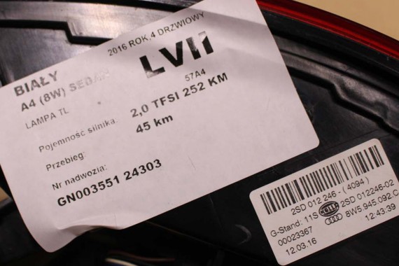 AUDI A4 8W SEDAN LAMPY LED TYLNE TYŁ 8W5945091C 8W5945092C 8W5945093C 8W5945094C 8W5 945 091 C lampa 8W B9 8W5945091B 8W5945092B
