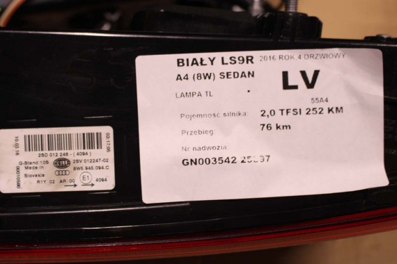 AUDI A4 8W SEDAN LAMPY LED TYLNE TYŁ 8W5945091C 8W5945092C 8W5945093C 8W5945094C 8W5 945 091 C lampa 8W B9 8W5945091B 8W5945092B