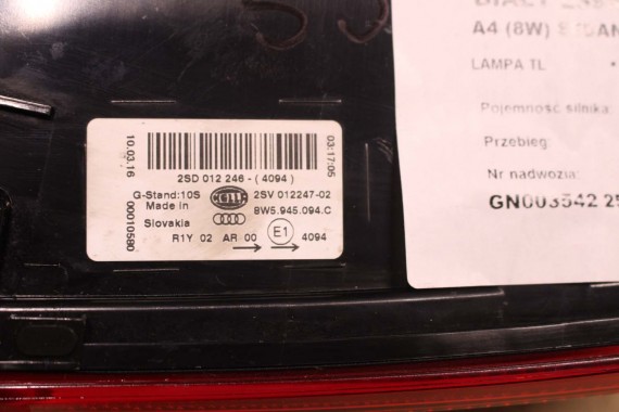 AUDI A4 8W SEDAN LAMPY LED TYLNE TYŁ 8W5945091C 8W5945092C 8W5945093C 8W5945094C 8W5 945 091 C lampa 8W B9 8W5945091B 8W5945092B