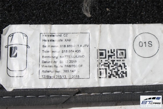 AUDI Q2 DYWANIKI PODŁOGI S-LINE JTV 81B863011A wycieraczki 81B 863 011 A 81B863011A 81B863011A 81B863011A 81B863011A 81B863011
