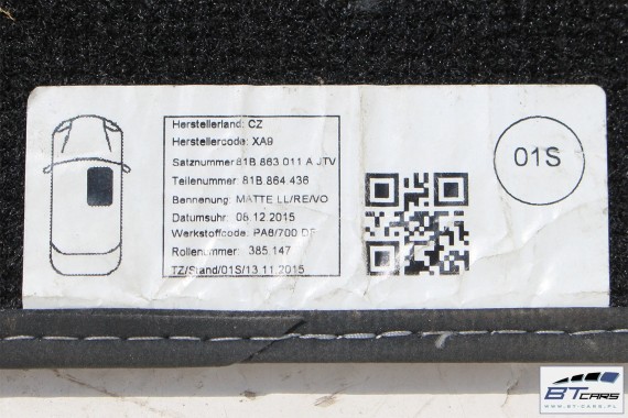 AUDI Q2 DYWANIKI PODŁOGI S-LINE JTV 81B863011A wycieraczki 81B 863 011 A 81B863011A 81B863011A 81B863011A 81B863011A 81B863011