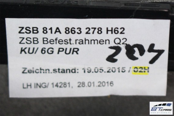 AUDI Q2 GAŁKA ZMIANY BIEGÓW + MIESZEK 81A863278 81A 863 278 H62 - czarny (soul)