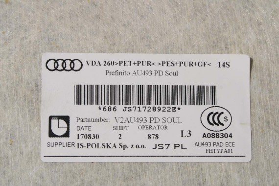 AUDI S5 F5 PODSUFITKA 8W8867506C TAPICERKA + słupki czarna 8W8867505C 8W8867233G 8W8867234G 8W8867243 8W8867244 8W8867241 V48