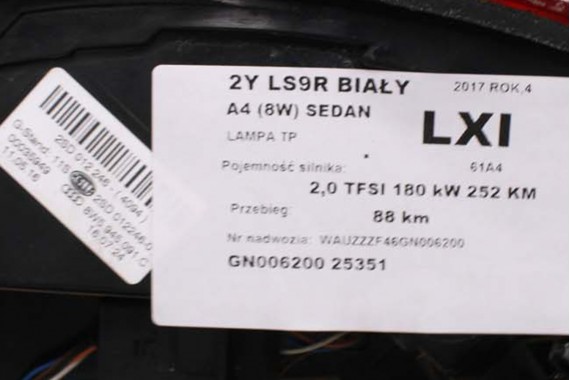 AUDI A4 8W SEDAN LAMPY LED TYLNE TYŁ 8W5945091C 8W5945092C 8W5945093C 8W5945094C 8W5 945 091 C lampa 8W B9 8W5945091B 8W5945092B