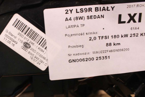 AUDI A4 8W SEDAN LAMPY LED TYLNE TYŁ 8W5945091C 8W5945092C 8W5945093C 8W5945094C 8W5 945 091 C lampa 8W B9 8W5945091B 8W5945092B