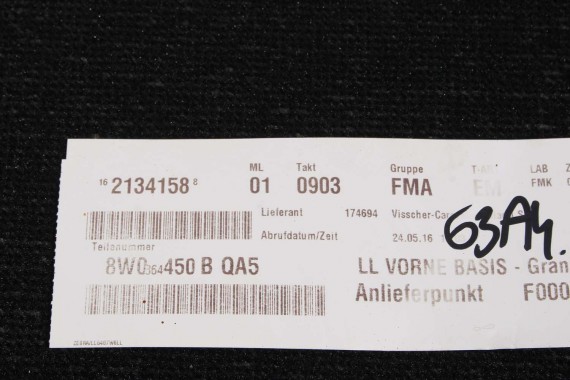 AUDI A4 A5 DYWANIKI PODŁOGI 8W1863691A 8W0864450 wycieraczki 8W1 863 691 A 8W1 863 713 8W1863714 8W0864450 8W0863723 8W0863724