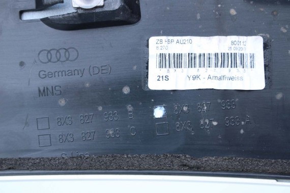 AUDI A1 8X SPOJLER KLAPY BAGAŻNIKA 8X3827933A 8X0 827 933 A lampa stopu tył tylna 8X0945097 LY9K 8X3827933E 8X3827933G 8X3827933