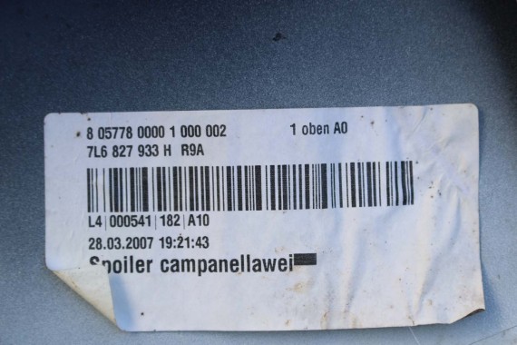 VW TOUAREG SPOJLER KLAPY BAGAŻNIKA 7L6827933H 7L6945097 7L6827933 lampa stopu tył tylna 7L6945097A 7L6945097C  R6R6 LR9A Biały
