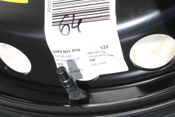 AUDI A4 A5 KOŁO DOJAZDOWE 19 DOJAZDÓWKA ZAPAS 8W0601027 4,00B*19H2 ET22 HANKOOK S300 125/70/19 100M 8W0601027C 8W B9 8W6 F5