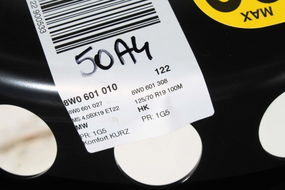 AUDI A4 A5 KOŁO DOJAZDOWE 19 DOJAZDÓWKA ZAPAS 8W0601027 4,00B*19H2 ET22 HANKOOK S300 125/70/19 100M 8W0601027C 8W B9 8W6 F5