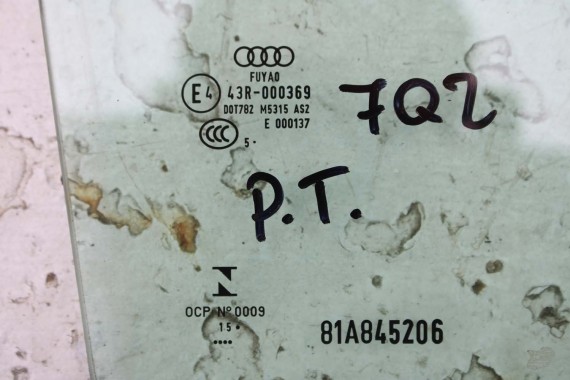 AUDI Q2 SZYBA DRZWI 81A845206 PRAWA TYŁ TYLNE 81A 845 206 drzwiowa boczna E4 AS2 2015 81A845205 81A845206 81A845205B 81A845206B